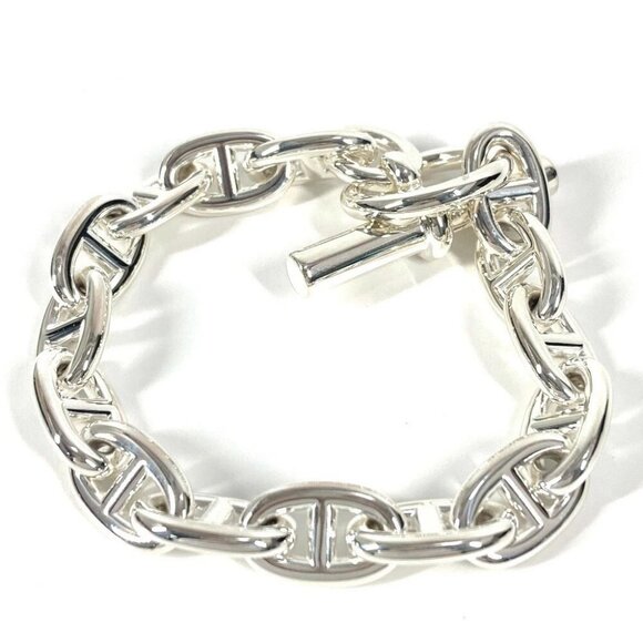 HERMES Chaine dAncre MM 15LINK MM 15 frames Chain Bracelet SV925 Silver Unused - Picture 1 of 16